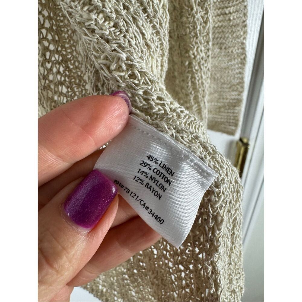Eileen Fisher Womens Cream Cardigan Linen Blend Sweater Size Small - Picture 3 of 4